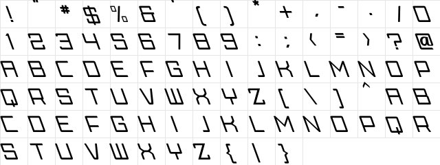 Skylark Oblique Regular  glyph index