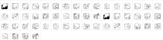 LMS Zoo and Aquarium Life Ding Bat  glyph index