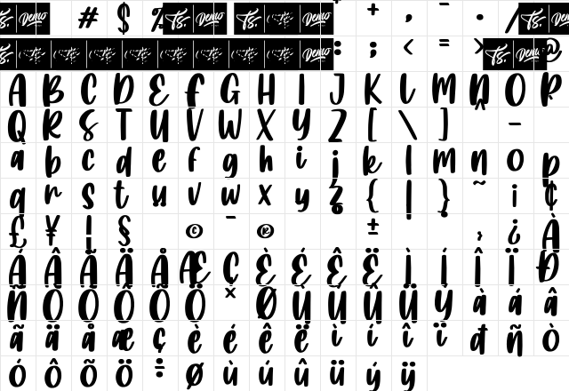 Island Namina Regular  glyph index