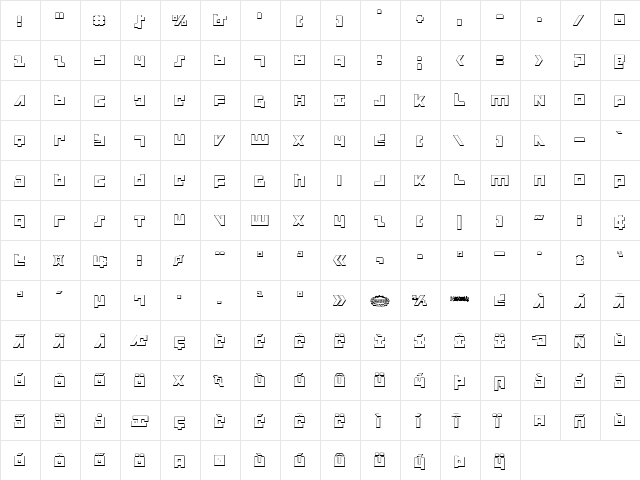 Flight Corps 3D Regular  glyph index