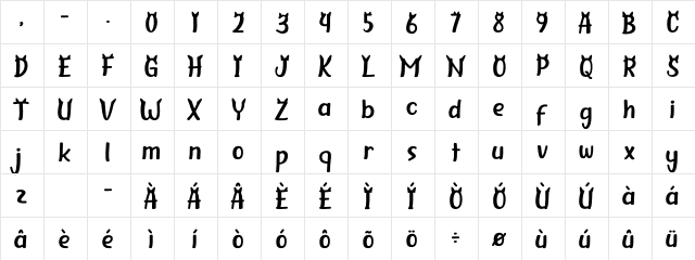 Cattino Regular  glyph index