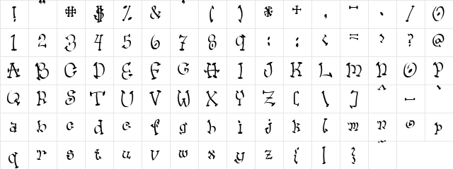 Krak Jak Regular  glyph index