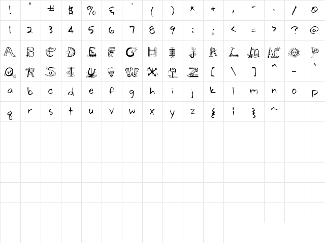 LD Summer Break Regular  glyph index