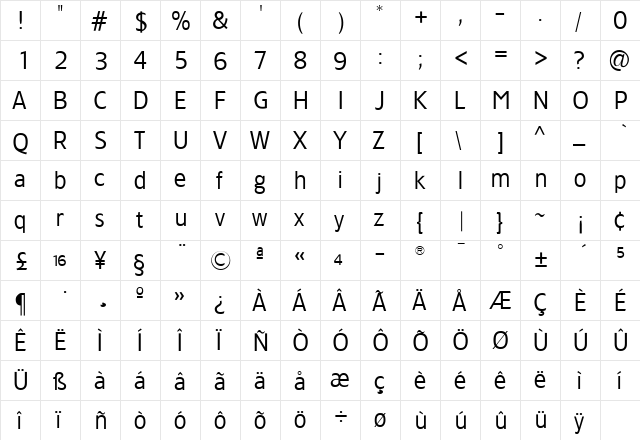 TFForever Regular  glyph index