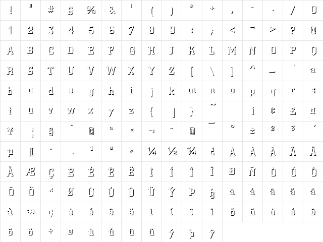 CityOnlShaDMed Regular  glyph index
