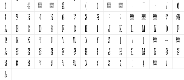 Glassure Regular  glyph index