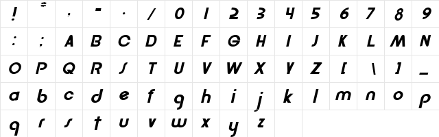Pastern Oblique  glyph index