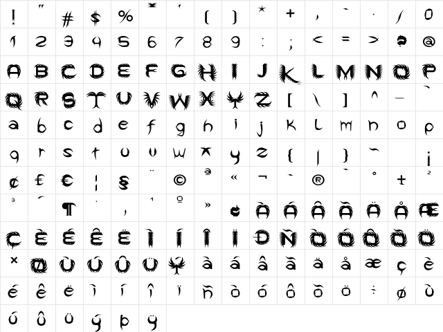 GDS Infinity Regular  glyph index