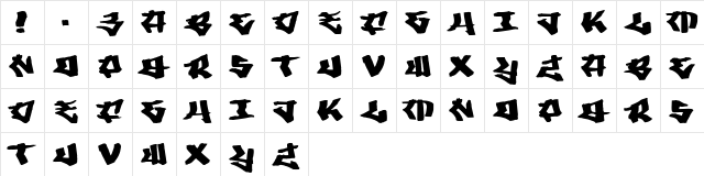 Writers 3 Regular  glyph index