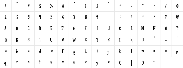 LOVE til KILLED Regular  glyph index