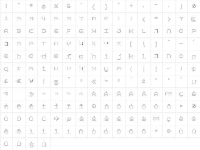 Aspirin-Refill-Irregular Regular  glyph index