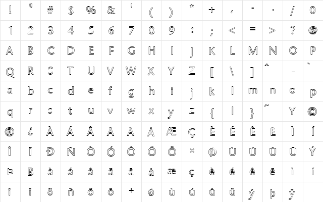 FZ BASIC 25 HOLLOW Normal  glyph index