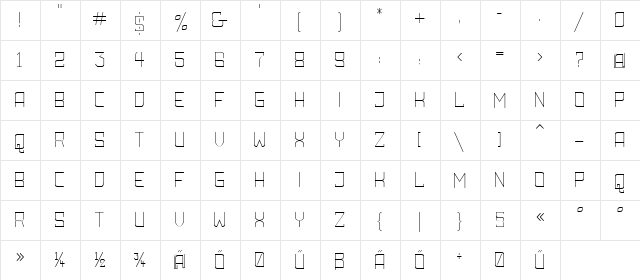 Amboss Condensed ExtraLight  glyph index