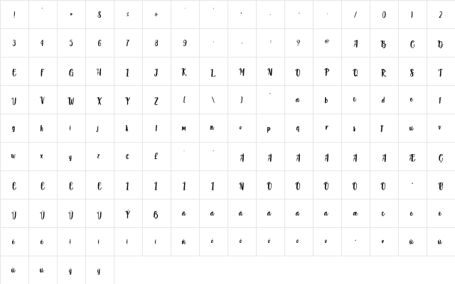 Blisk Rhythm - Personal Use Regular  glyph index