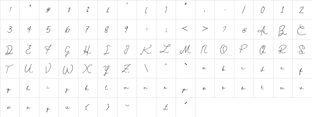 Helena Regular  glyph index