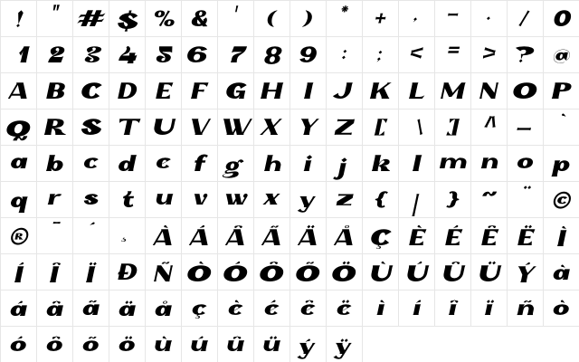 Golden Day Italic Regular  glyph index