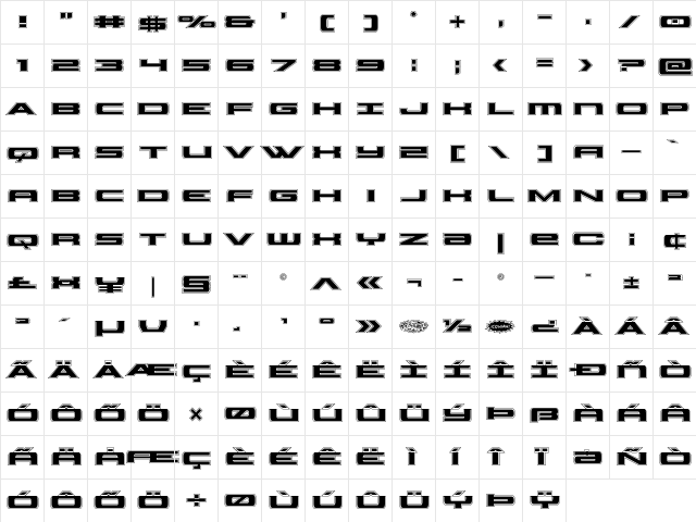 Classic Cobra Academy Regular  glyph index