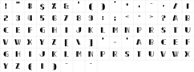 Reach the End Regular  glyph index