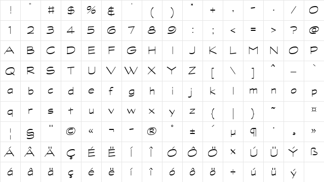 Graphite Light Regular  glyph index