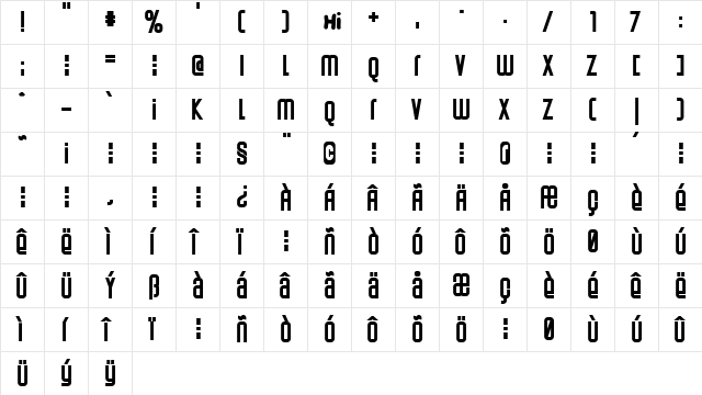 Weltron Power Regular  glyph index