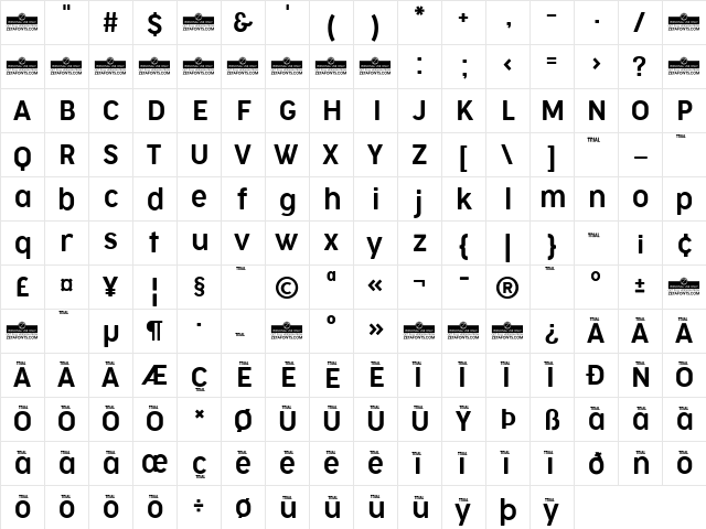 Cocogoose Narrow Trial Semilight  glyph index