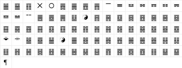 IChing Regular  glyph index