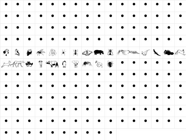Nature MT Regular  glyph index