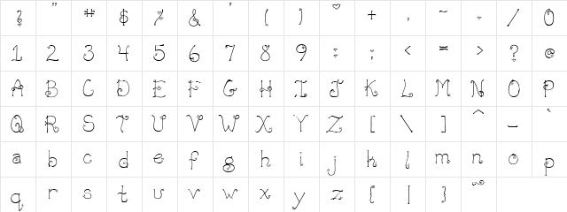 PC In a Heart Beat Regular  glyph index