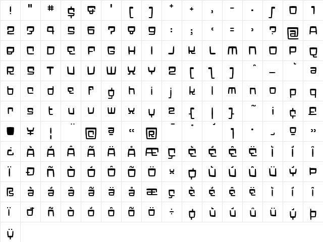 Elektron Regular  glyph index