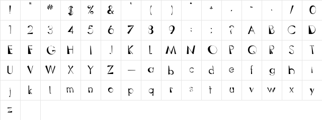 Outhaus A  glyph index