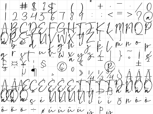 Battalion Regular  glyph index