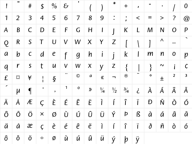 ITC Flora Medium  glyph index