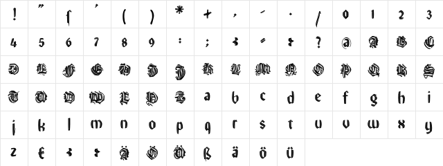 WeimarInline Regular  glyph index