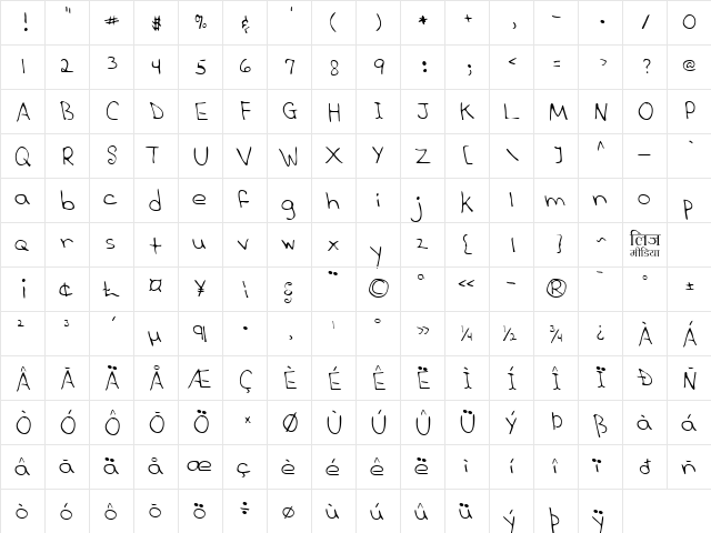 LEHN277 Regular  glyph index