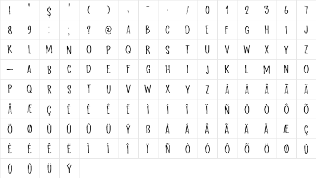 Scratch Up DEMO Regular  glyph index