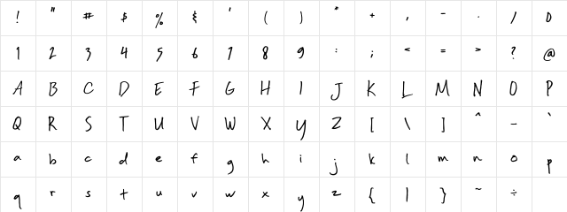 Biasa Regular  glyph index