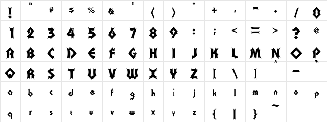 Rick Tec Regular  glyph index
