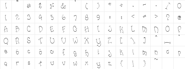 PC Dashes Regular  glyph index