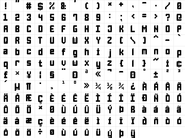 Light Pixel-7 Regular  glyph index