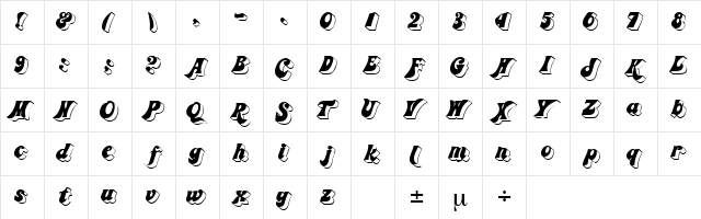 Spacy 1 Regular  glyph index