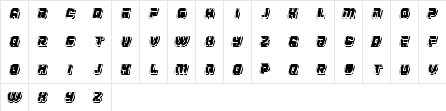 Indos Italic  glyph index