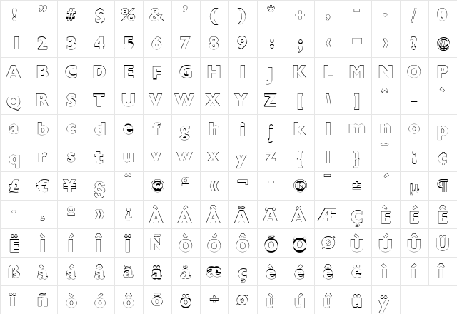 DavidBeckerOutline-ExtraBold Regular  glyph index