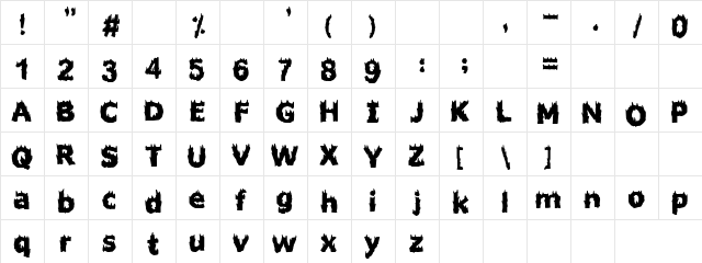Lastin comrade Regular  glyph index