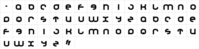 Dronecat Regular  glyph index