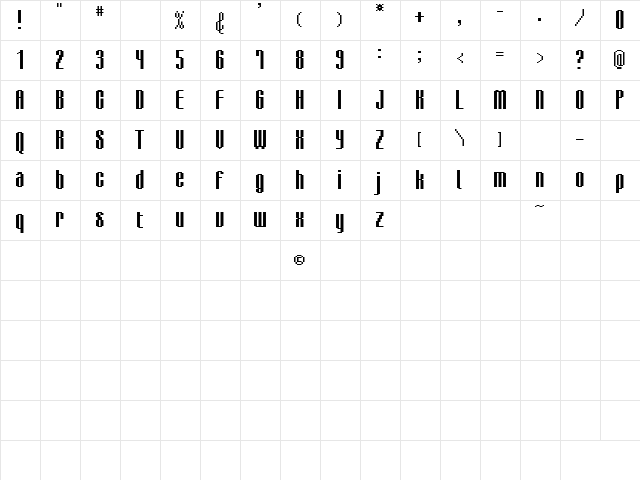 BM delico A16  glyph index