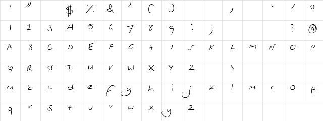 Freehand Regular  glyph index