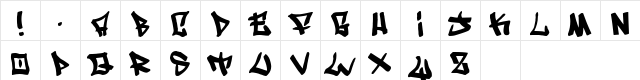 Writers Regular  glyph index