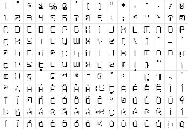 RaveParty Offset Regular  glyph index