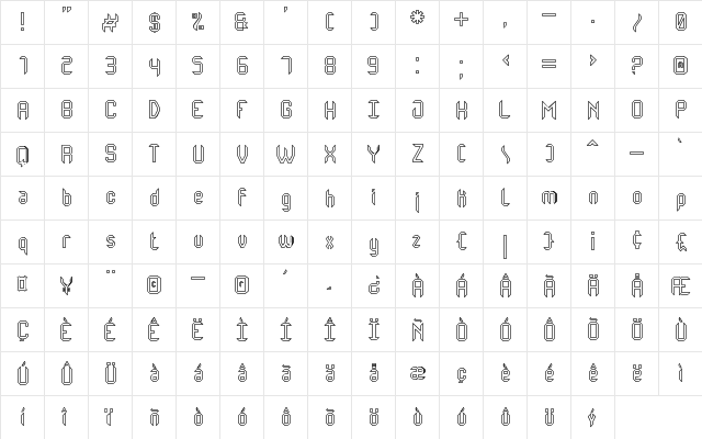 Monster oF South Hollow St Hollow  glyph index