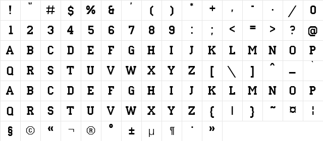a_Campus Regular  glyph index